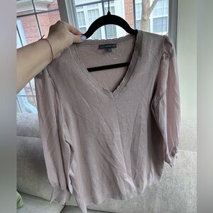 Adrianna Papell V-Neck Blouse - Soft Pink